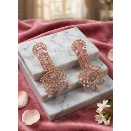 Generic Women's Brass Silver Plated Drop Earrings (Pink)
