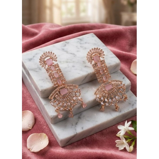 Generic Women's Brass Silver Plated Drop Earrings (Pink) Generic Women's Brass Silver Plated Drop Earrings (Pink)