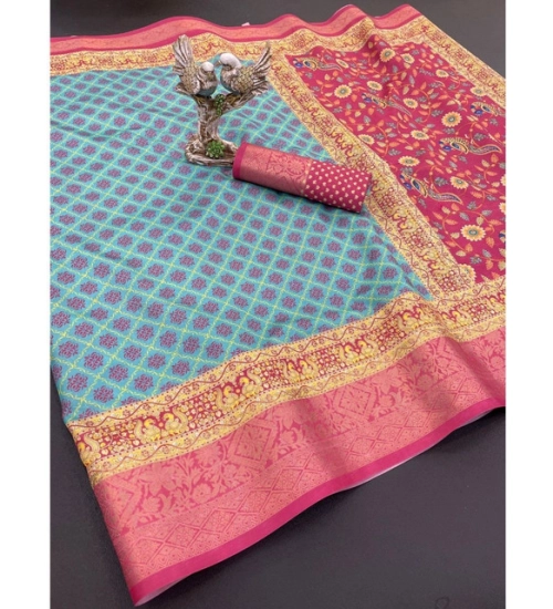 Generic Women's Soft Dola Cotton Printed Saree With Unstitched Blouse 5.5Mtr (Sky Blue) Generic Women's Soft Dola Cotton Printed Saree With Unstitched Blouse 5.5Mtr (Sky Blue)
