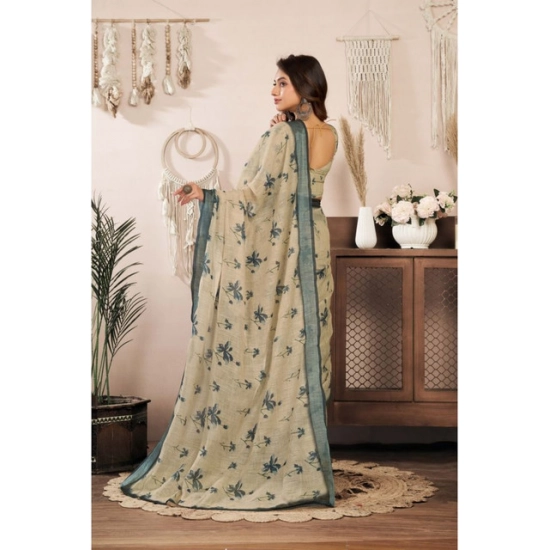 Generic Women's Linen Cotton Printed Ready To Wear Saree With Unstitched Blouse 5.5 Mtr (Light_Beige) Generic Women's Linen Cotton Printed Ready To Wear Saree With Unstitched Blouse 5.5 Mtr (Light_Beige)