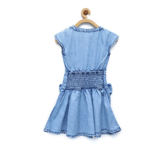 Generic Girl's Denim Embellished Cap Sleeve bow Dress (Light Blue) Generic Girl's Denim Embellished Cap Sleeve bow Dress (Light Blue)