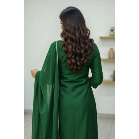 Generic Women's Georgette Ethnic Motif Round 3/4th Sleeve Kurti With Pant Dupatta Set (Green) Generic Women's Georgette Ethnic Motif Round 3/4th Sleeve Kurti With Pant Dupatta Set (Green)