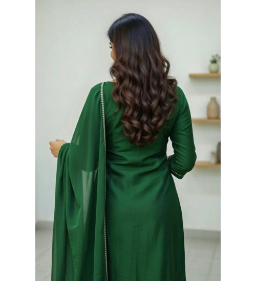 Generic Women's Georgette Ethnic Motif Round 3/4th Sleeve Kurti With Pant Dupatta Set (Green) Generic Women's Georgette Ethnic Motif Round 3/4th Sleeve Kurti With Pant Dupatta Set (Green)