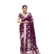 Generic Women's Soft Lichi Silk Printed Saree With Unstitched Blouse 5.5Mtr (Purple)