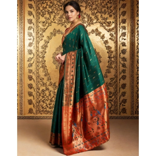 Women's Silk Blend Zari Woven Saree With Unstitched Blouse 5.5Mtr (Green) Women's Silk Blend Zari Woven Saree With Unstitched Blouse 5.5Mtr (Green)