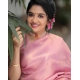 Generic Women's Soft Litchi Silk Jacquard Work Saree With Unstitched Blouse 5.5Mtr (Pink)