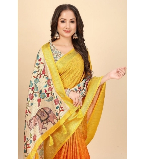 Generic Women's Cotton Blend Floral Printed Saree With Unstitched Blouse 5.5Mtr (Lemon Yellow) Generic Women's Cotton Blend Floral Printed Saree With Unstitched Blouse 5.5Mtr (Lemon Yellow)