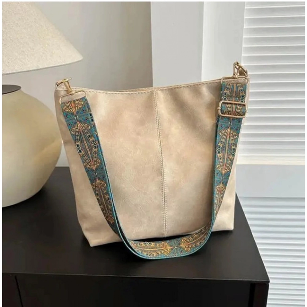 Women's PU Leather Zipper Handbag (Beige)