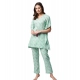 Generic Women's Rayon Floral Kaftan Sleeve Night Suit (Green - Pink) Generic Women's Rayon Floral Kaftan Sleeve Night Suit (Green - Pink)