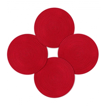 Generic Cotton Dining Table Round Placemat Mats Set of 4 (Red) Generic Cotton Dining Table Round Placemat Mats Set of 4 (Red)