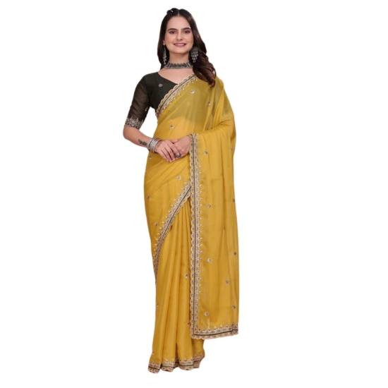Generic Women's Georgette Embellished Saree With Unstitched Blouse 5.5Mtr (Yellow) Generic Women's Georgette Embellished Saree With Unstitched Blouse 5.5Mtr (Yellow)