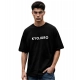 Generic Men's Cotton Blend Printed Oversized Round Neck Half Sleeve T-Shirt (Black)