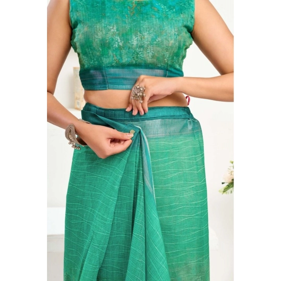 Generic Women's Faux Linen Floral Ready to wear Saree With Unstitched Blouse 5.5Mtr (Green) Generic Women's Faux Linen Floral Ready to wear Saree With Unstitched Blouse 5.5Mtr (Green)