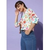 Generic Women's Polyester Floral 3-4th Sleeves Shrug (Multicolor)