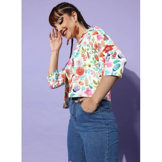 Generic Women's Polyester Floral 3-4th Sleeves Shrug (Multicolor) Generic Women's Polyester Floral 3-4th Sleeves Shrug (Multicolor)