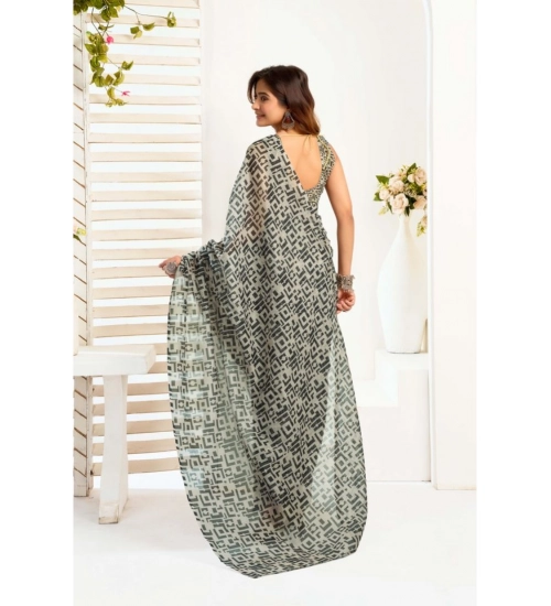 Generic Women's Linen Cotton Printed Ready To Wear With Pocket Saree With Unstitched Blouse 5.5 Mtr (Grey) Generic Women's Linen Cotton Printed Ready To Wear With Pocket Saree With Unstitched Blouse 5.5 Mtr (Grey)