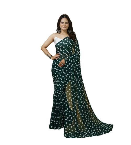 Generic Women's Georgette Printed Saree With Unstitched Blouse 5.5Mtr (Green)