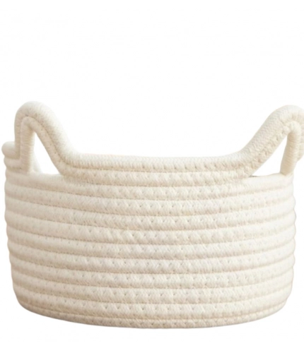 Generic Cotton Pack Of_1 Cat Basket 8x4 Inch Storage Basket For Clothes (White)