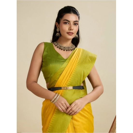 Generic Women's Raw_Silk Woven Saree With Unstitched Blouse 5.5Mtr (Yellow) Generic Women's Raw_Silk Woven Saree With Unstitched Blouse 5.5Mtr (Yellow)
