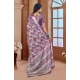 Generic Women's Printed Cotton Linen Saree withPrinted  Saree With Unstitched Blouse (Purple, 5-6Mtrs)