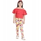 Generic Girl's Cotton Floral Elasticated Jegging and Top Set (Red) Generic Girl's Cotton Floral Elasticated Jegging and Top Set (Red)