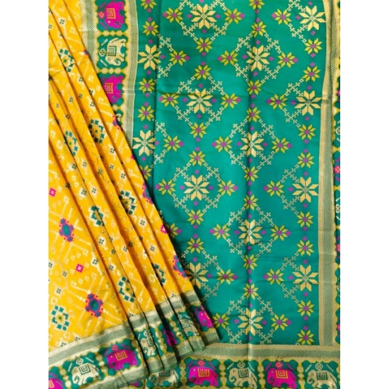 Generic Women's Patola Silk Meena And Zari Woven Saree With Unstitched Blouse 5.5Mtr (Yellow) Generic Women's Patola Silk Meena And Zari Woven Saree With Unstitched Blouse 5.5Mtr (Yellow)
