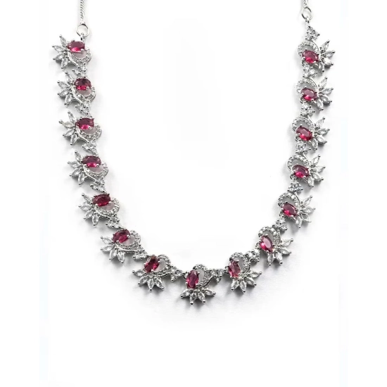 Generic Women's Brass Silver Plated Necklace set (Red) Generic Women's Brass Silver Plated Necklace set (Red)
