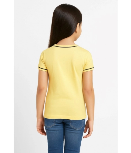 Generic Girl's Cotton Printeded Round Neck T-Shirt (Yellow) Generic Girl's Cotton Printeded Round Neck T-Shirt (Yellow)