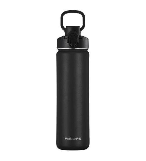 Generic 650 Ml Double Wall Insulated Stainless Steel Water Bottle With Flip Lid (Black)