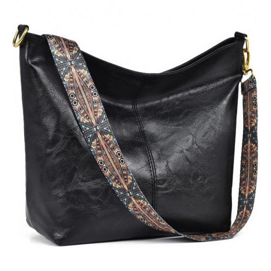 Generic Women's PU Leather Zipper Handbag (Black)
