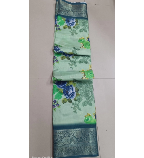 Generic Women's Digital Dolla Silk Printed Saree With Unstitched Blouse 5.5Mtr (Green)