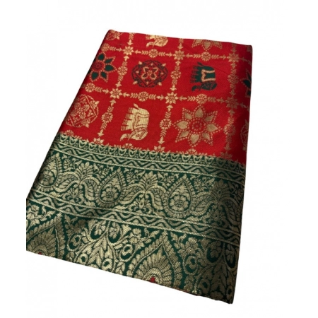 Generic Women's Jacquard Printed Saree With Unstitched Blouse 5.5Mtr (Red) Generic Women's Jacquard Printed Saree With Unstitched Blouse 5.5Mtr (Red)