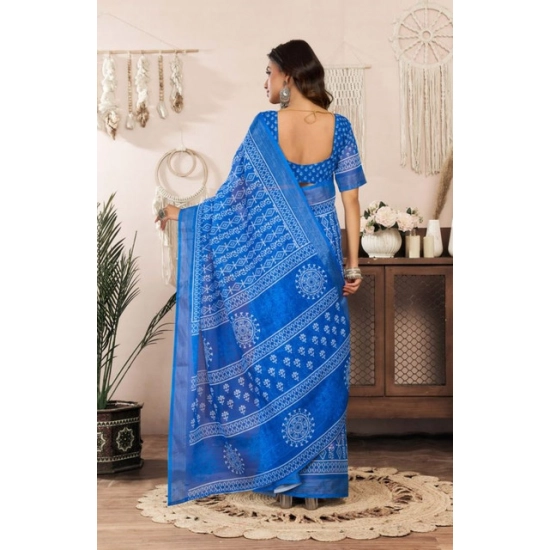 Generic Women's Faux Linen Geometric Print Ready to wear Saree With Unstitched Blouse 5.5Mtr (Blue) Generic Women's Faux Linen Geometric Print Ready to wear Saree With Unstitched Blouse 5.5Mtr (Blue)