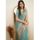 Generic Women's Soft Litchi Silk Jacquard Work Saree With Unstitched Blouse 5.5Mtr (Light Blue)