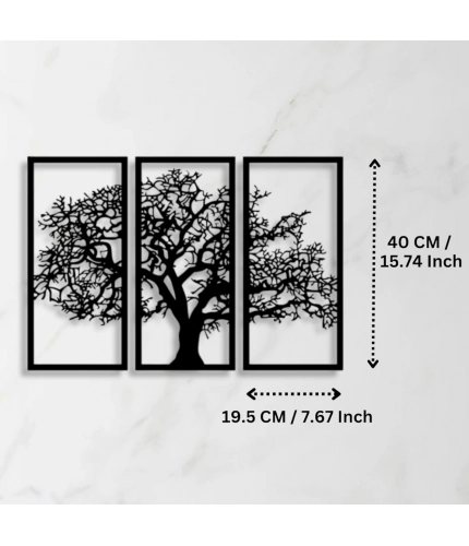 Generic Wooden 3 Pieces Tree Wall Art Panel Frame for Home Decor