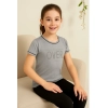 Generic Girl's Cotton Printeded Round Neck T-Shirt (Grey)