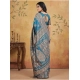 Generic Women's Silk Blend Printed Saree With Unstitched Blouse 5.5Mtr (Teal)