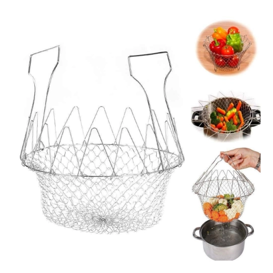Generic Foldable Chef Basket – Multi-Function Strainer And Steamer (Color: Assorted ) Generic Foldable Chef Basket – Multi-Function Strainer And Steamer (Color: Assorted )