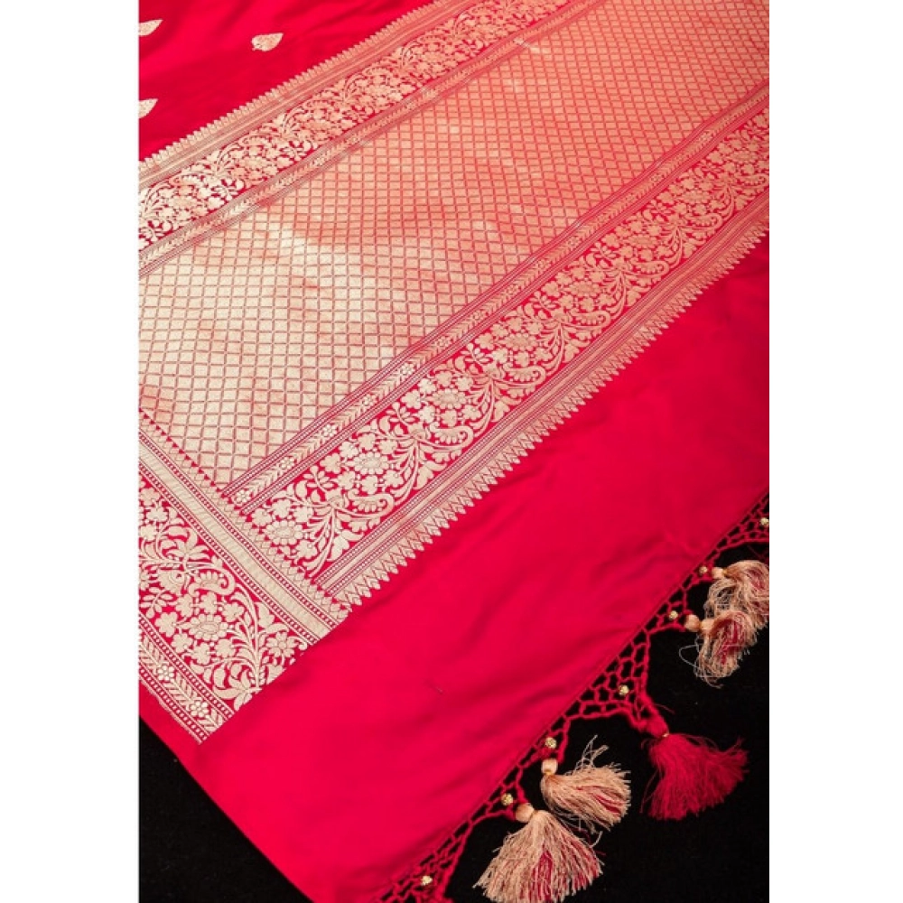Generic Women's Soft Litchi Silk Jacquard Work Saree With Unstitched Blouse 5.5Mtr (Pink) Generic Women's Soft Litchi Silk Jacquard Work Saree With Unstitched Blouse 5.5Mtr (Pink)