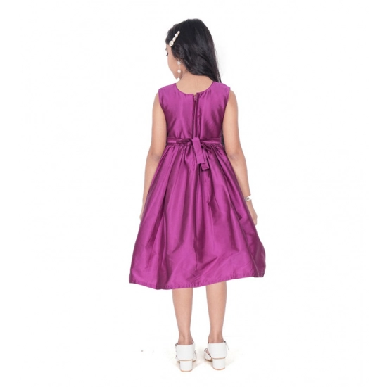 Generic Girl's Taffeta Silk Soild Sleeve Less Round Neck Dress (Purple) Generic Girl's Taffeta Silk Soild Sleeve Less Round Neck Dress (Purple)