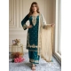 Generic Women's Silk Embroidered 3/4th Sleeve Round Kurti With Palazzo Pant and Dupatta Set (Teal) Generic Women's Silk Embroidered 3/4th Sleeve Round Kurti With Palazzo Pant and Dupatta Set (Teal)
