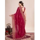 Generic Women's Vichitra Silk Embroidery Work Saree With Unstitched Blouse 5.5Mtr (Red)