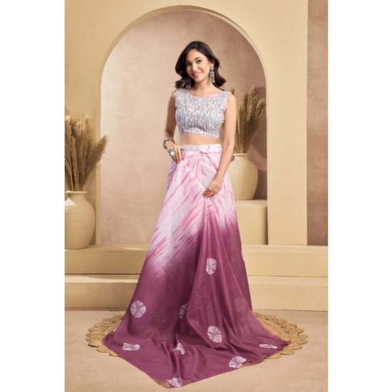 Generic Women's Faux_Linen Printed Ready-to-Wear Saree With Unstitched Blouse 5.5 Mtr (Wine)