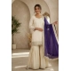 Generic Women's Silk Embroidered 3/4th Sleeve V-Neck Kurti With Sharara Pant and Dupatta Set (Cream & Purple) Generic Women's Silk Embroidered 3/4th Sleeve V-Neck Kurti With Sharara Pant and Dupatta Set (Cream & Purple)