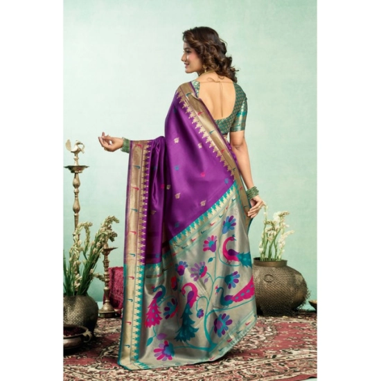 Generic Women's Silk Blend Woven Saree With Unstitched Blouse 5.5 Mtr (Purple) Generic Women's Silk Blend Woven Saree With Unstitched Blouse 5.5 Mtr (Purple)