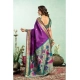 Generic Women's Silk Blend Woven Saree With Unstitched Blouse 5.5 Mtr (Purple)