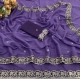 Generic Women's Star Georgette Embroidered Saree With Unstitched Blouse 5.5Mtr (Purple)