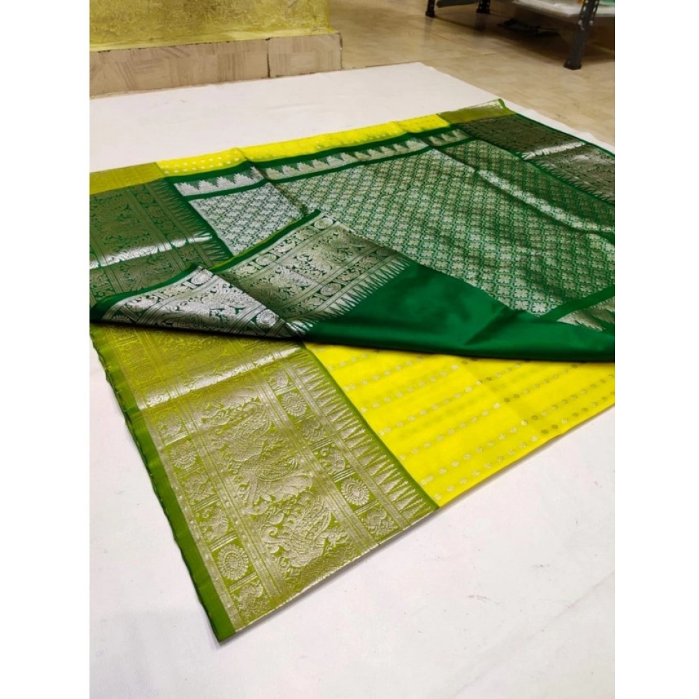 Generic Women's Soft Litchi Silk Jacquard Work Saree With Unstitched Blouse 5.5Mtr (Yellow) Generic Women's Soft Litchi Silk Jacquard Work Saree With Unstitched Blouse 5.5Mtr (Yellow)