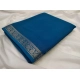 Generic Women's Crepe Chit Pallu Solid Saree With Unstitched Blouse 5.5Mtr (teal blue)