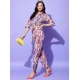 Generic Women's Polyester Floral 3-4th Sleeve Co-Ord Set (Multicolor) Generic Women's Polyester Floral 3-4th Sleeve Co-Ord Set (Multicolor)